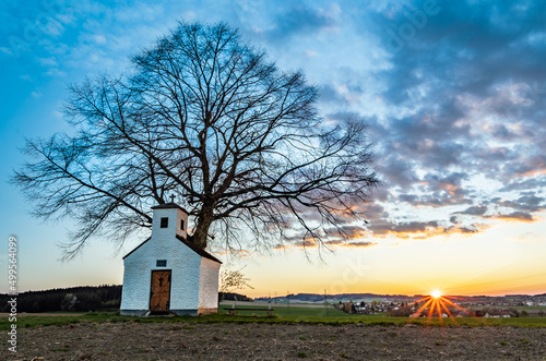 The chapel with beautiful view in the sunset