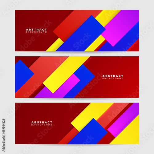 Set of abstract colorful geometric banner background. Vector abstract graphic design banner pattern background template. © Roisa