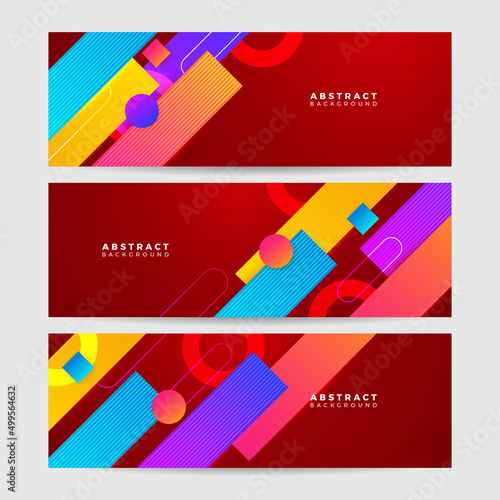 Set of abstract colorful geometric banner background. Vector abstract graphic design banner pattern background template.
