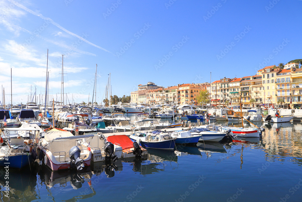 View at the port  in the old town of Cannes - France