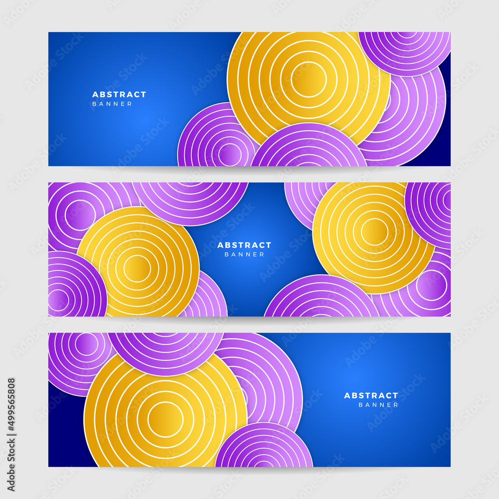 Fototapeta premium Set of abstract blue orange geometric colorful banner background. Vector abstract graphic design banner pattern background template.