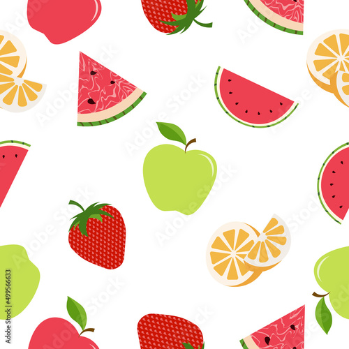 Fototapeta Naklejka Na Ścianę i Meble -  Seamles pattern of fruits, vector eps 10