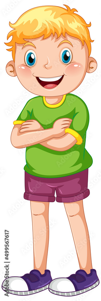 Cute boy cartoon character on white background Cute boy cartoon character on white background