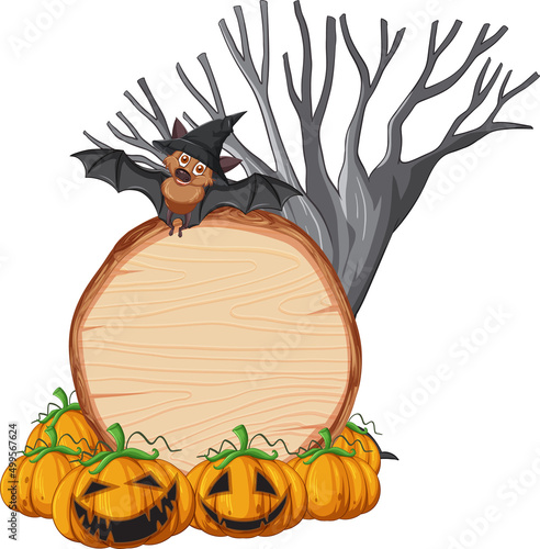 Blank round wooden signboard with animal