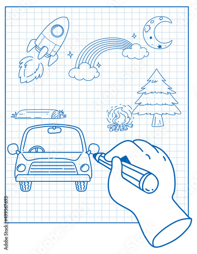 Set of simple children hand drawing objects