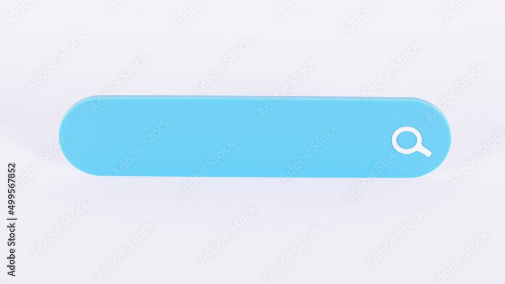 Blue search box on white background 3d render Blue search box on white background 3d render
