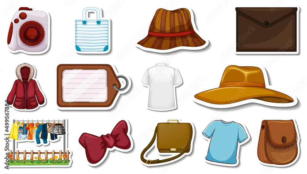 Sticker set of clothes and accessories Sticker set of clothes and accessories