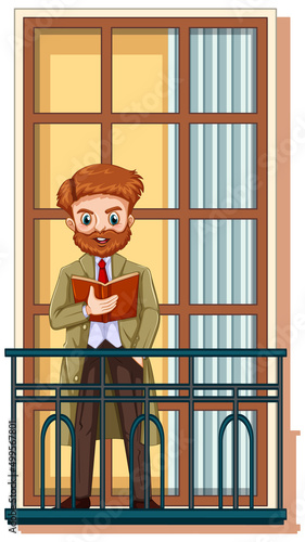 Business man standing on the balcony