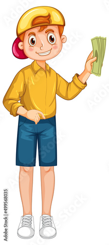 A woman holding cash money