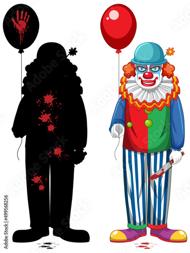 Set of scary clown on white background