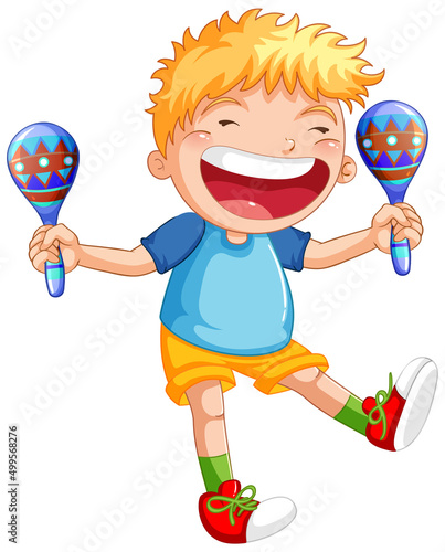 Little boy with two shakers