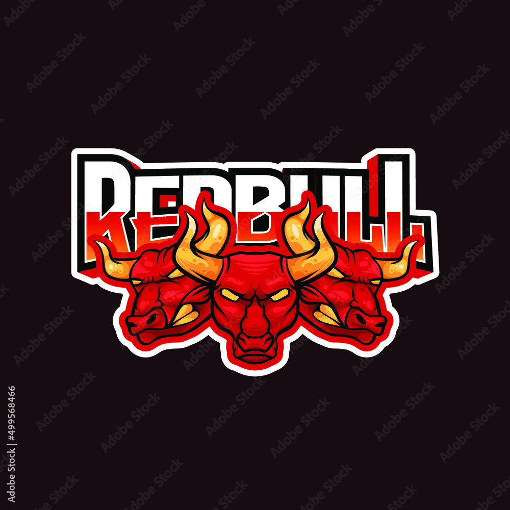 Red Bull E-Sport Logo, Mascot, and Emblem Template Isolated Vector. Illustration Logo. Suitable for Game, Streamer, and E-Sport Team. Red Bull E-Sport Logo, Mascot, and Emblem Template Isolated Vector. Illustration Logo. Suitable for Game, Streamer, and E-Sport Team.