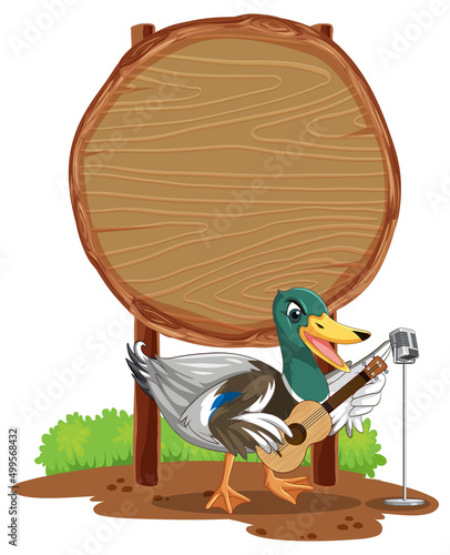 Blank round wooden signboard with animal