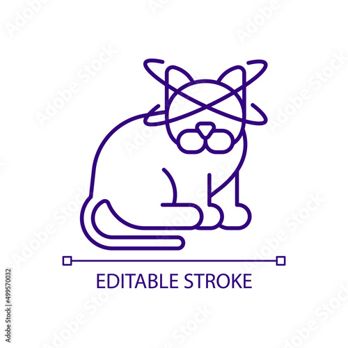 Feline vestibular disease RGB color icon. Cat losing balance and coordination. Unusual condition. Isolated vector illustration. Simple filled line drawing. Editable stroke. Arial font used photo