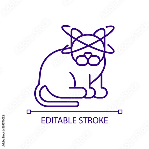 Feline vestibular disease RGB color icon. Cat losing balance and coordination. Unusual condition. Isolated vector illustration. Simple filled line drawing. Editable stroke. Arial font used