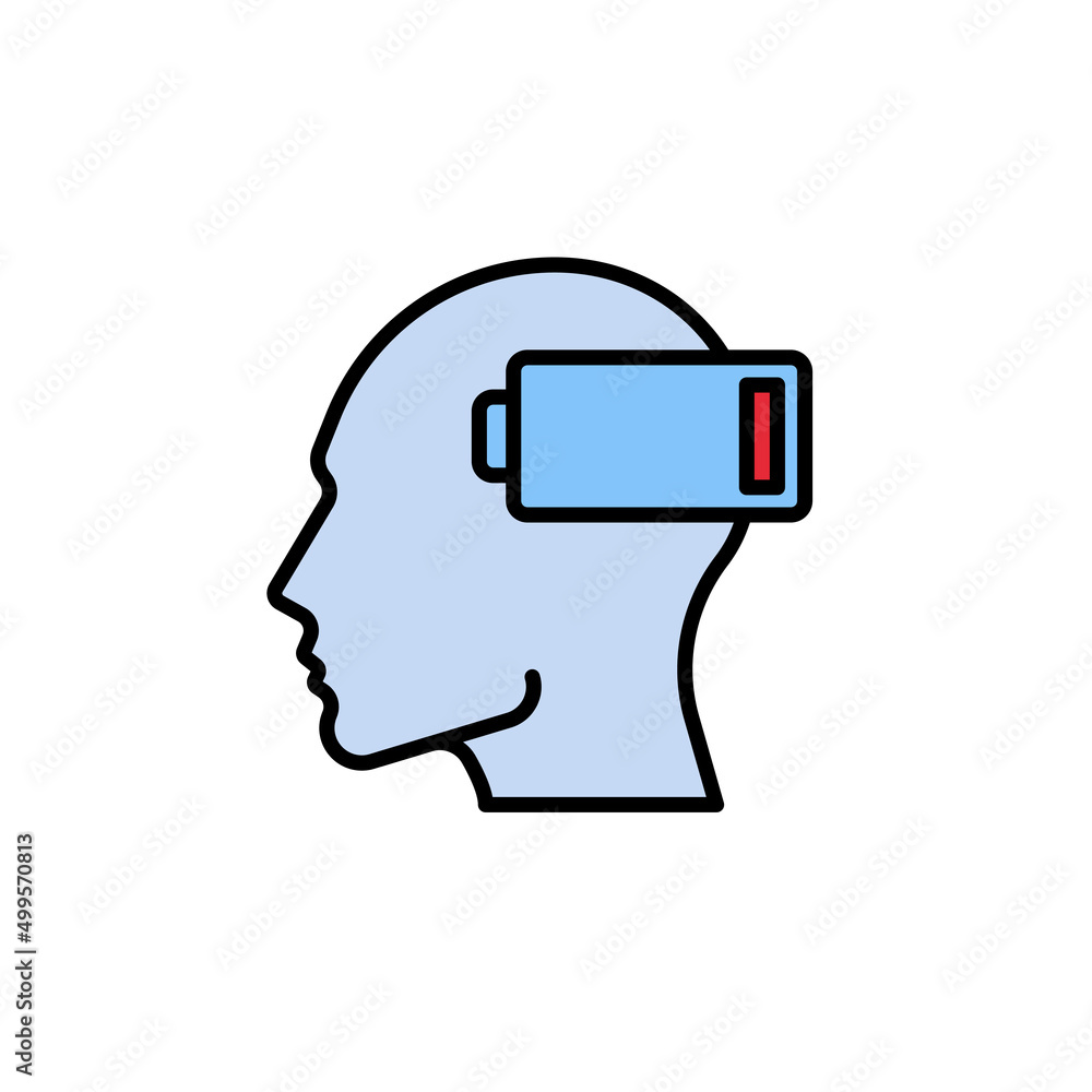 Professional burnout flat color icon. linear style sign for mobile concept and web design. Head and battery low flat color vector icon. Symbol, logo illustration. Vector graphics Professional burnout flat color icon. linear style sign for mobile concept and web design. Head and battery low flat color vector icon. Symbol, logo illustration. Vector graphics