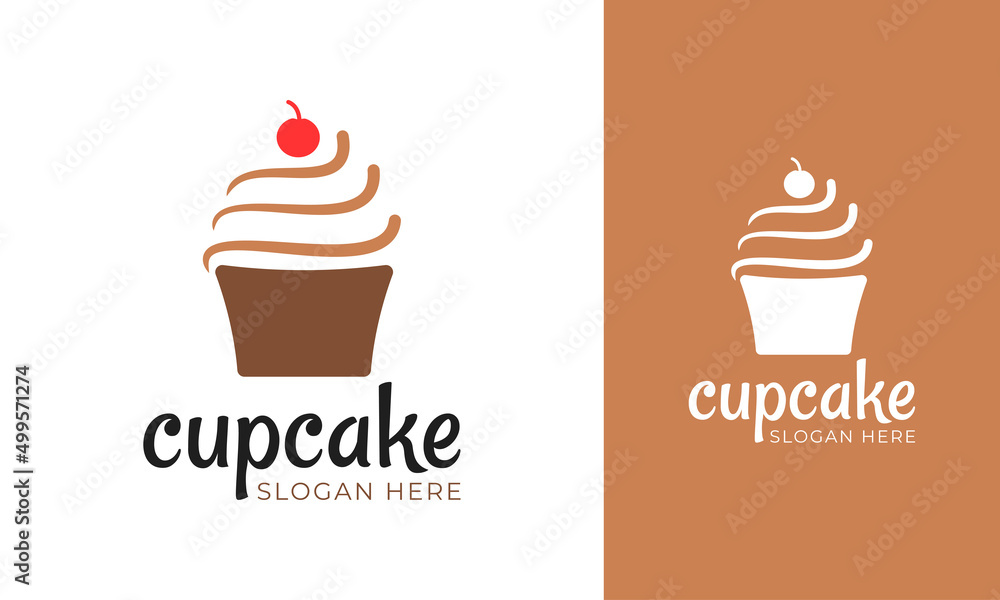 Cupcake logo design with a cherry icon for pastry shop identity Cupcake logo design with a cherry icon for pastry shop identity