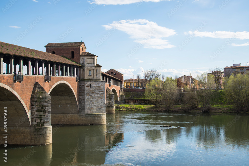 bridge over the river in Pavia city