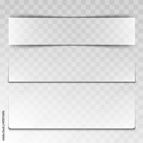 Divider Shadow Of Button Or Banner Set Vector. Divider Border Effect Ornament Of Promotional And Advertising Message. Invitation Sheet Frame Decoration Transparent Template 3d Illustrations