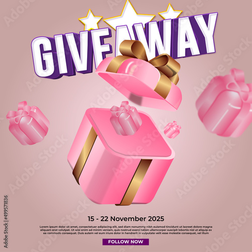 Give away contest banner social media post template