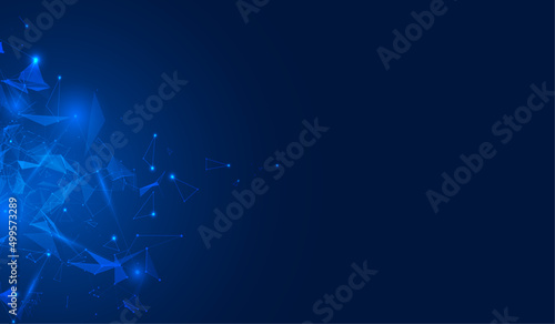 Abstract Blue Cyber Geometric Polygon Plexus Structure Digital Big Data Network Futuristic Connection Vector Background.	