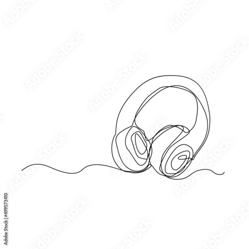 Headphone Linear Art Drawing