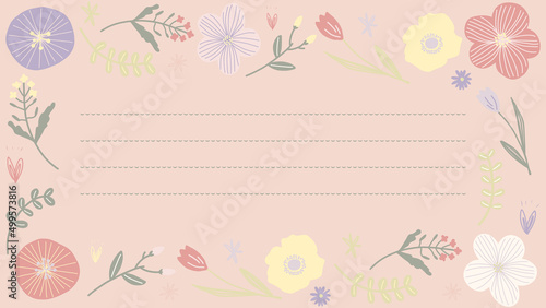 ピンクと紫のお花のフレーム