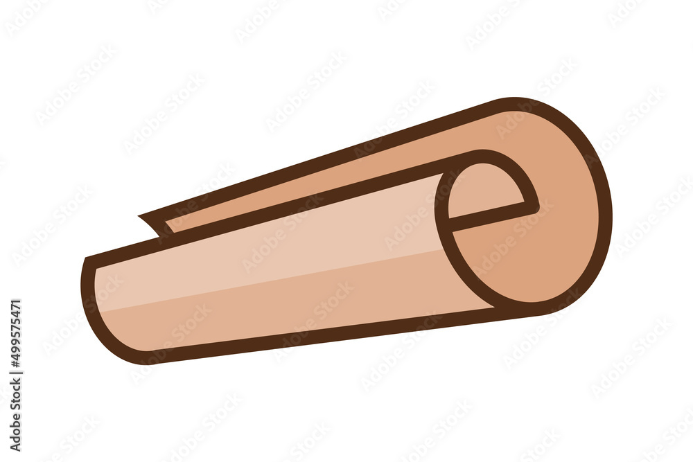 Old paper scroll icon. Ancient parchment document. Historic findings. Canvas or leather manuscript. Design element. Archeological discovery concept. Written message. Vector illustration, flat,clip art Old paper scroll icon. Ancient parchment document. Historic findings. Canvas or leather manuscript. Design element. Archeological discovery concept. Written message. Vector illustration, flat,clip art