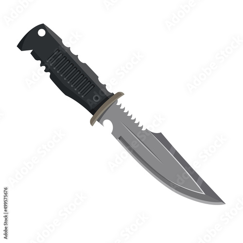 Hunting hatchet knife or combat dirk, vector icon