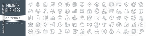 Finance and business line icons collection. Big UI icon set in a flat design. Thin outline icons pack. Vector illustration EPS10