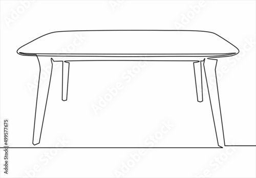 table on line drawing on white isolated background.Continuous line.