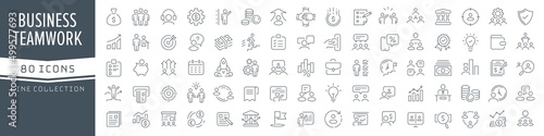 Business and teamwork line icons collection. Big UI icon set in a flat design. Thin outline icons pack. Vector illustration EPS10