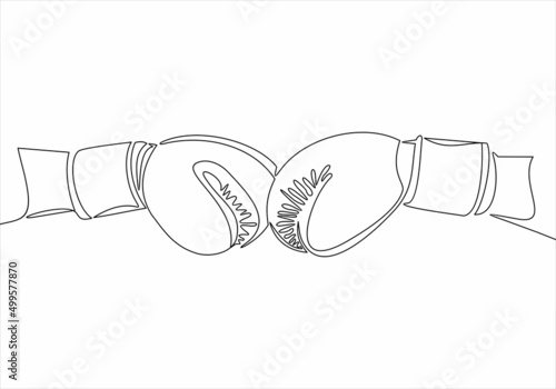 Boxing gloves isolated on white background.Rivalry line icon.  Competition between people concept. Conflict .Isolated vector illustration