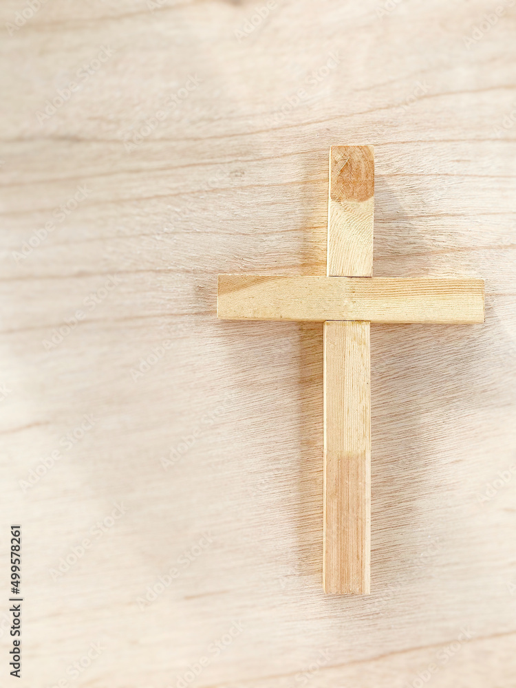Wooden cross image background. Christianity concept.