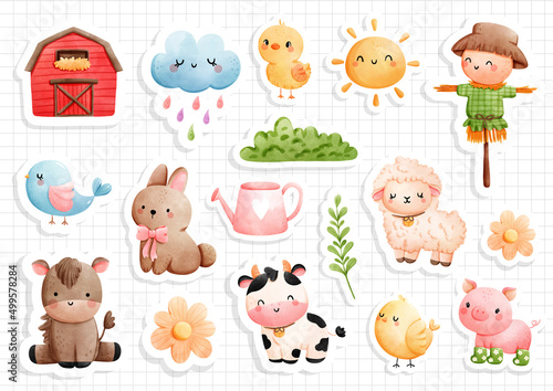 Happy Farm sticker, vector illustration