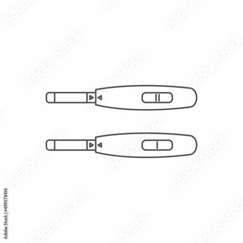 Pregnancy tests outline vector icons isolated on white background - two stripes and one stripe 