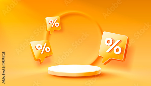 Stage podium percent, Stage Podium Scene with for Award, Decor element background. Vector
