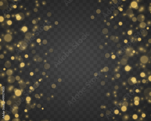 Golden bokeh, gold defocused dust, blurred light