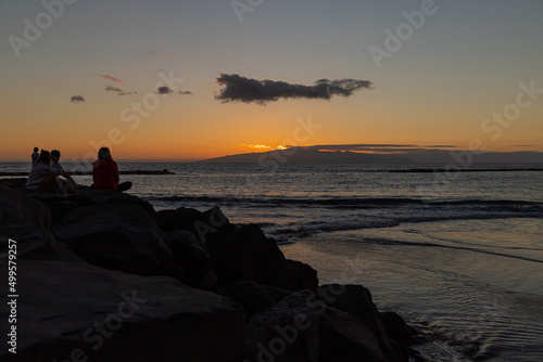 Sonnenuntergang bei Costa Adeje mit Blick nach La Gomera