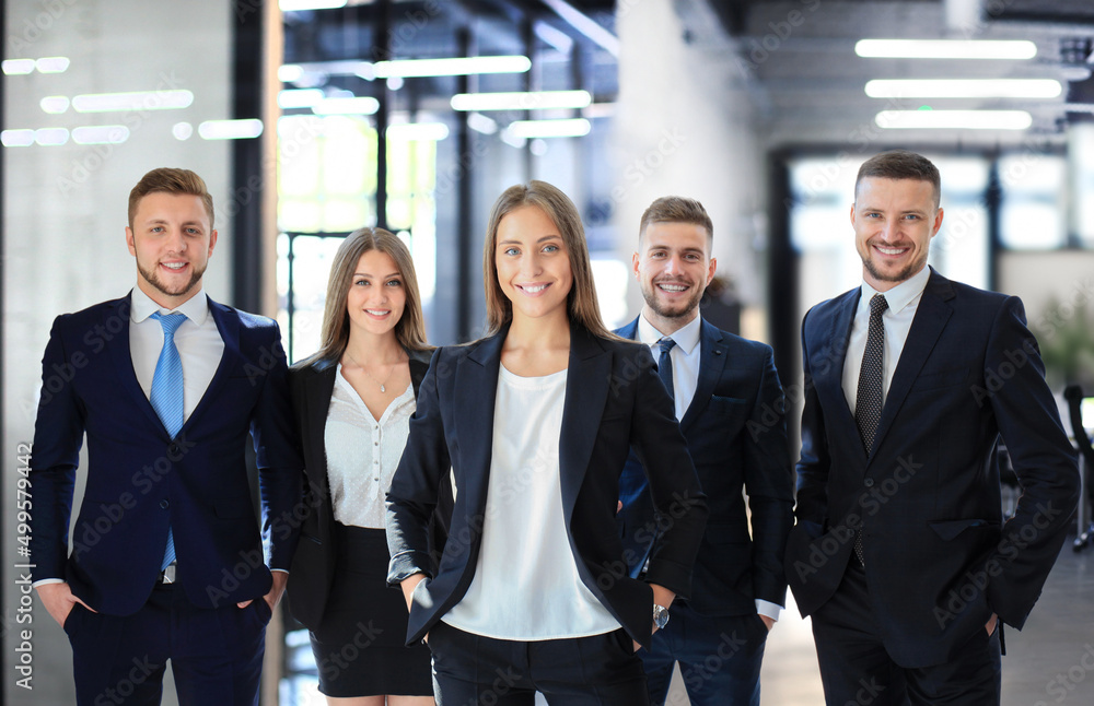Portrait of happy business partners looking at camera Portrait of happy business partners looking at camera