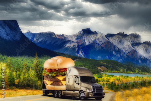 Wallpaper Mural The truck transports gigantic burgers. Manipulation Torontodigital.ca
