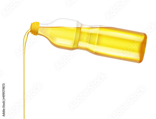 Sunflower Oil Pouring From Bottle