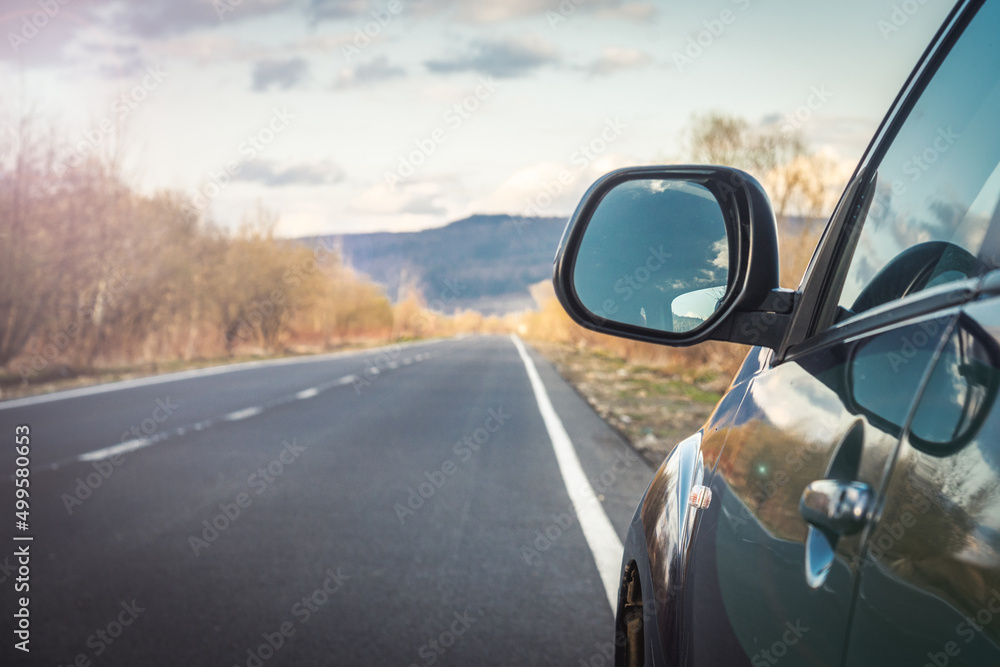 car for traveling with a mountain road car for traveling with a mountain road