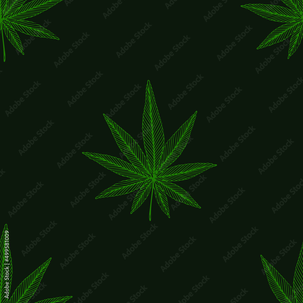 Seamless vector pattern with green cannabis leaves. Marijuana background. Seamless vector pattern with green cannabis leaves. Marijuana background.