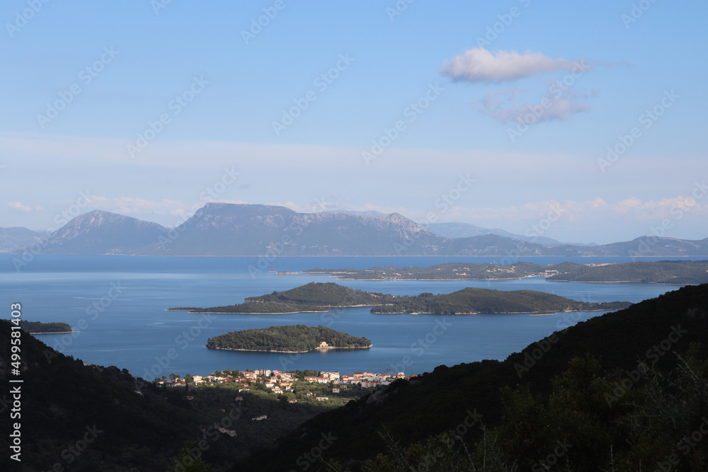View over islands of Greece from Lefkas, Greece