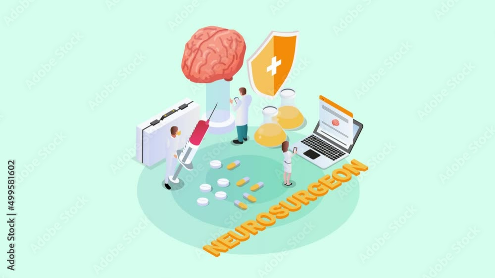 Group of neurosurgeon checking brain of patient Group of neurosurgeon checking brain of patient