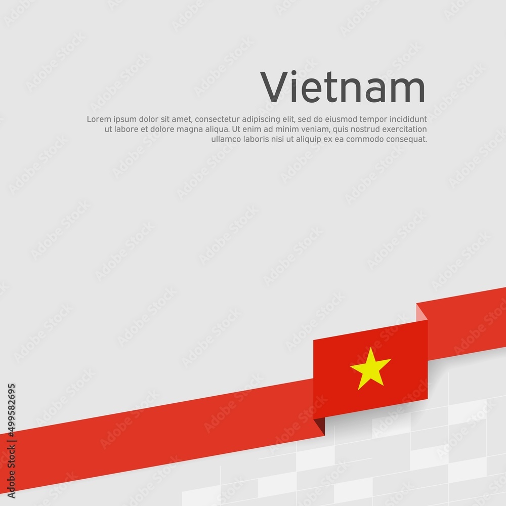 Vietnam flag background. State vietnamese patriotic banner, cover. Ribbon color flag of vietnam on a white background. National poster. Vector flat design