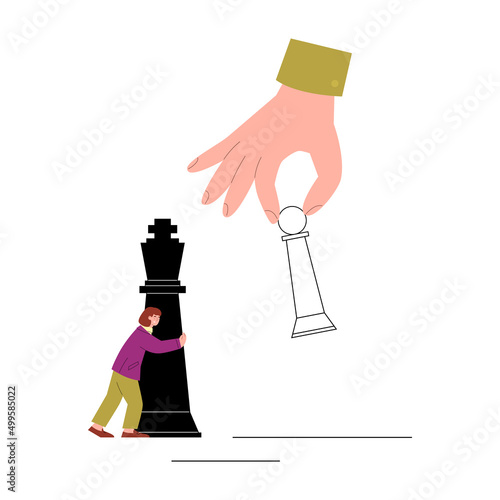 Business strategy and rivalry of Chess game, flat vector illustration isolated.