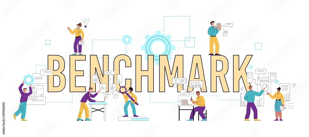 vector illustration isoBenchmark banner of business development technology, flat vector illustration. lated on white background. vector illustration isoBenchmark banner of business development technology, flat vector illustration. lated on white background.