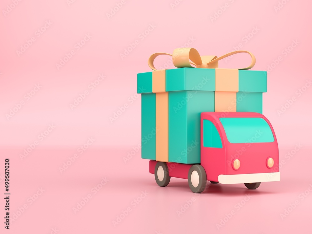 Gift delivery truck. 3D concept Gift delivery truck. 3D concept